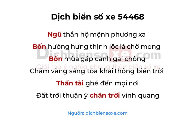 Dịch thơ biển số 54468