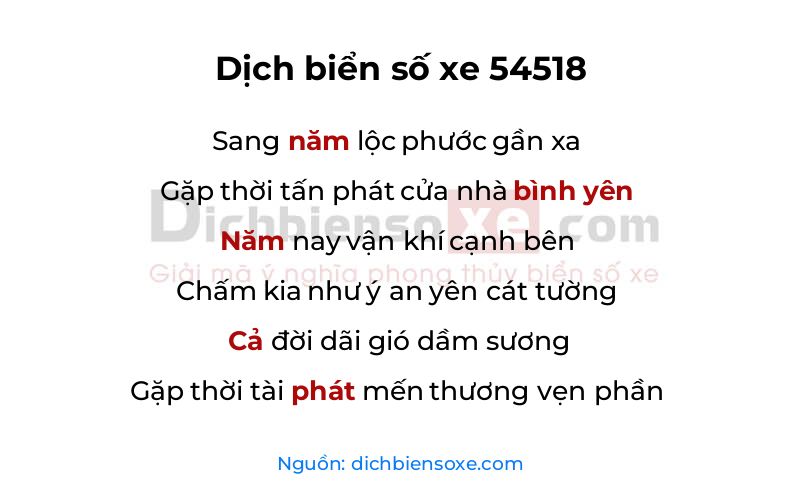 Dịch thơ biển số 54518