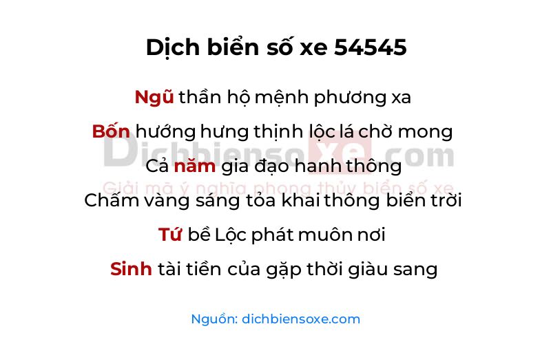 Dịch thơ biển số 54545