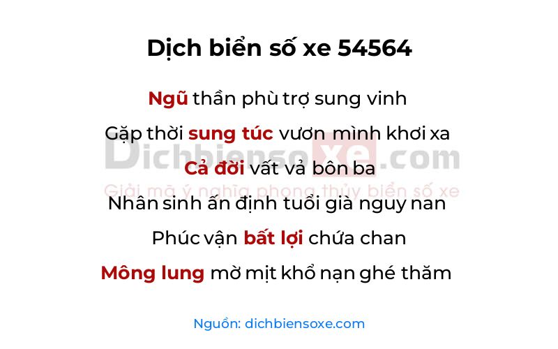 Dịch thơ biển số 54564