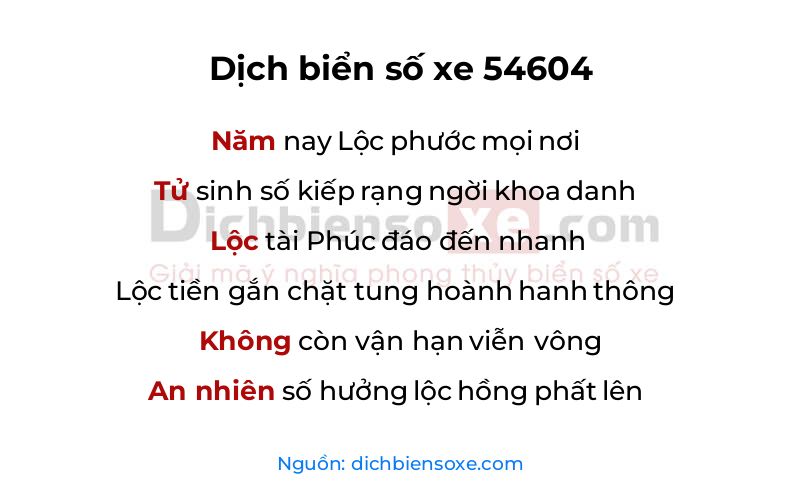 Dịch thơ biển số 54604