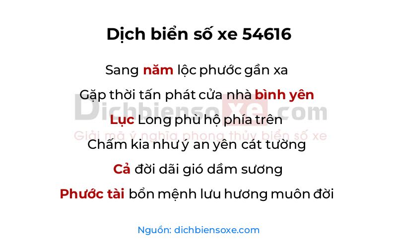Dịch thơ biển số 54616