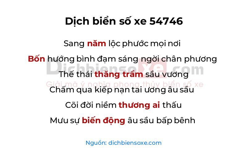 Dịch thơ biển số 54746