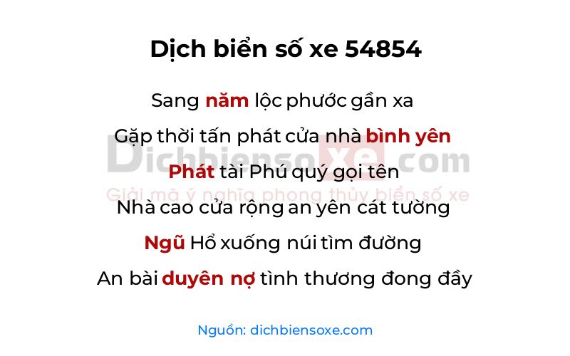 Dịch thơ biển số 54854
