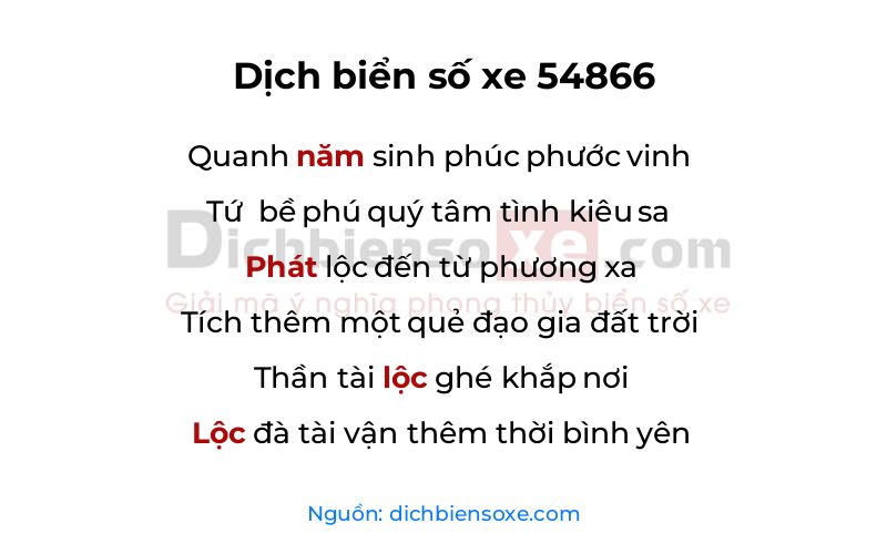 Dịch thơ biển số 54866