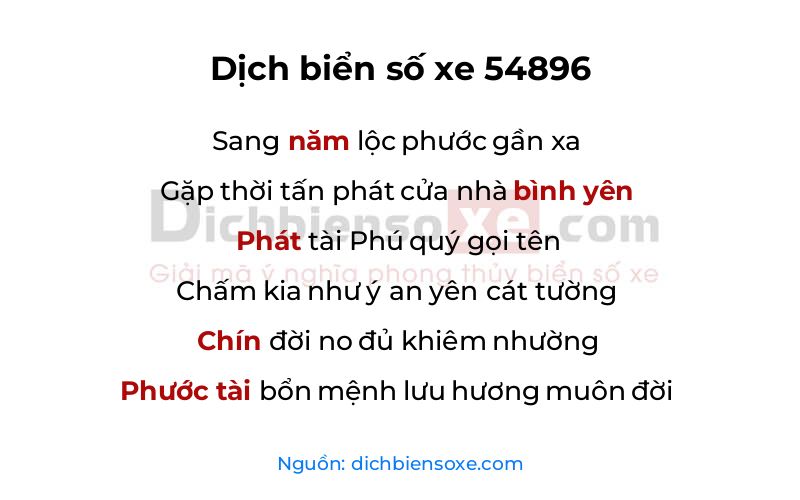 Dịch thơ biển số 54896