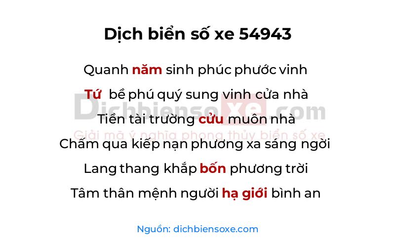 Dịch thơ biển số 54943