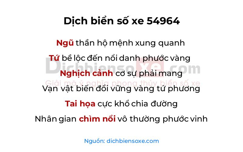 Dịch thơ biển số 54964