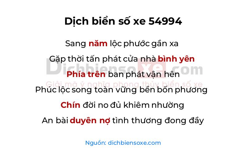 Dịch thơ biển số 54994