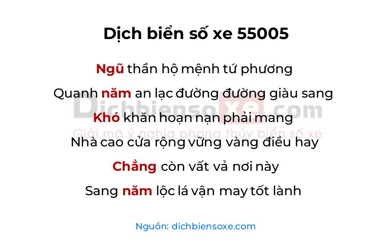 Dịch thơ biển số 55005