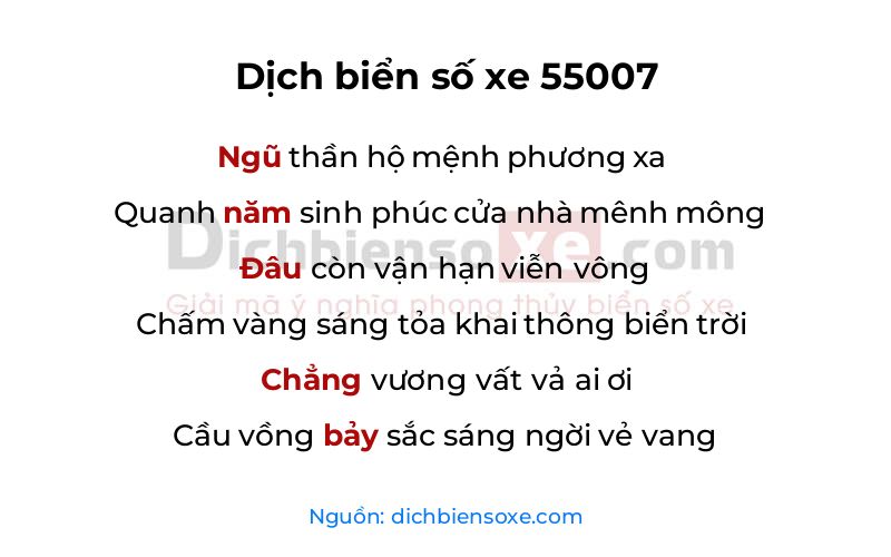 Dịch thơ biển số 55007