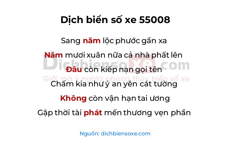 Dịch thơ biển số 55008
