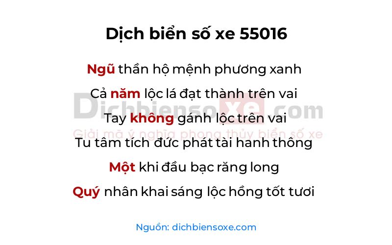 Dịch thơ biển số 55016