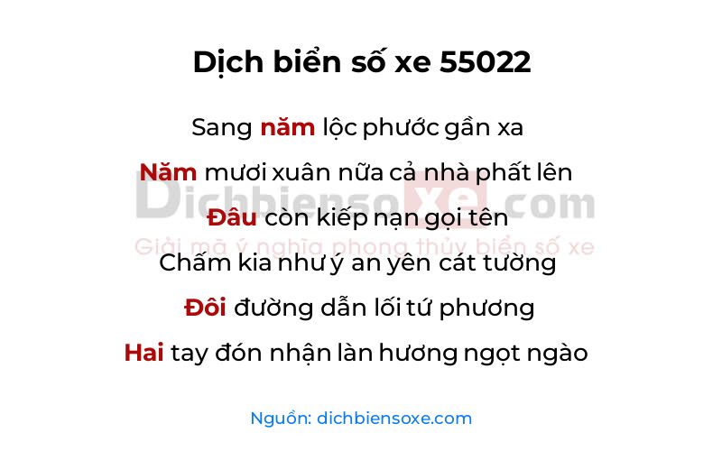 Dịch thơ biển số 55022