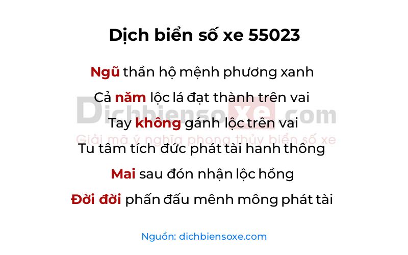 Dịch thơ biển số 55023