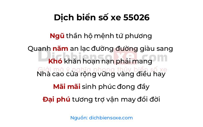Dịch thơ biển số 55026