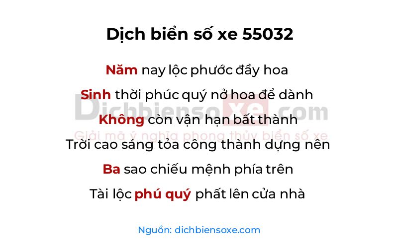Dịch thơ biển số 55032
