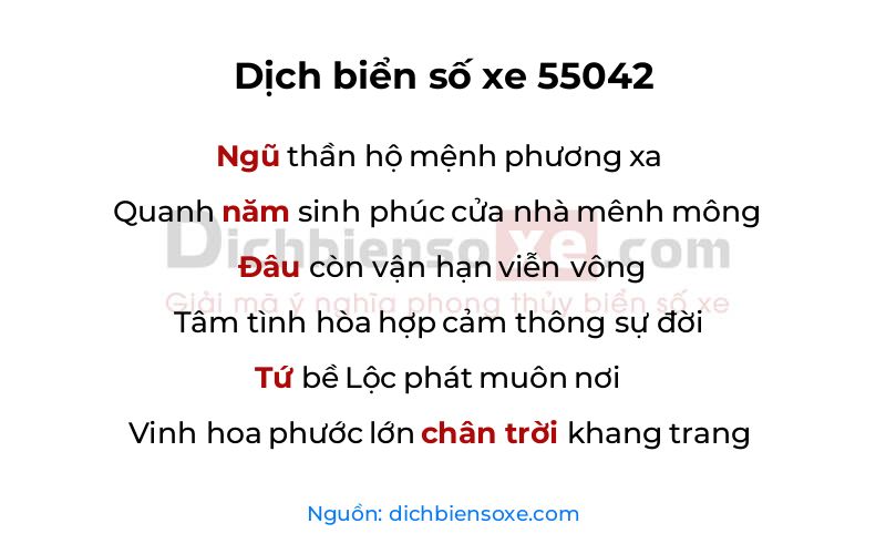 Dịch thơ biển số 55042
