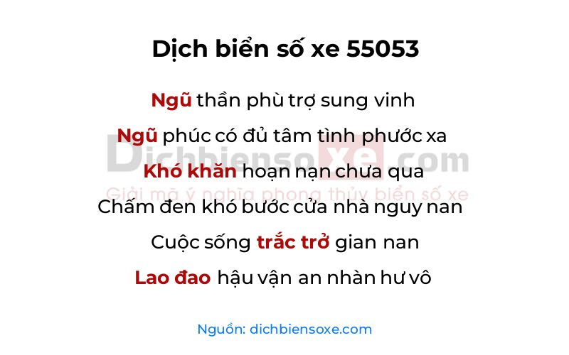 Dịch thơ biển số 55053