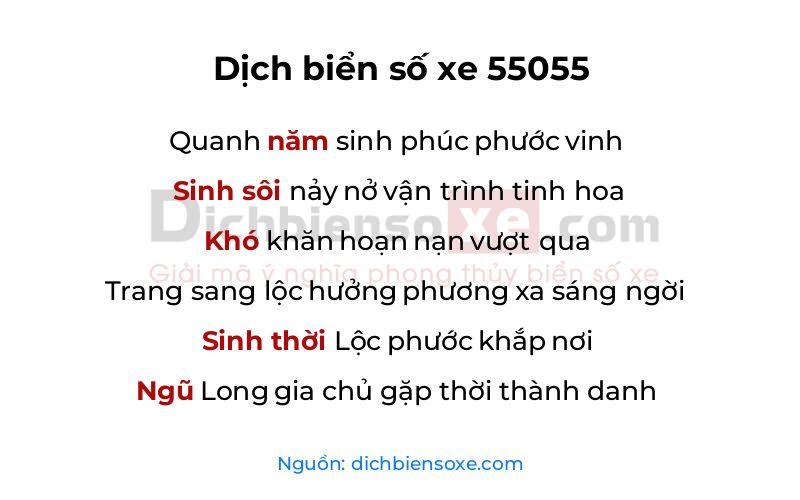 Dịch thơ biển số 55055
