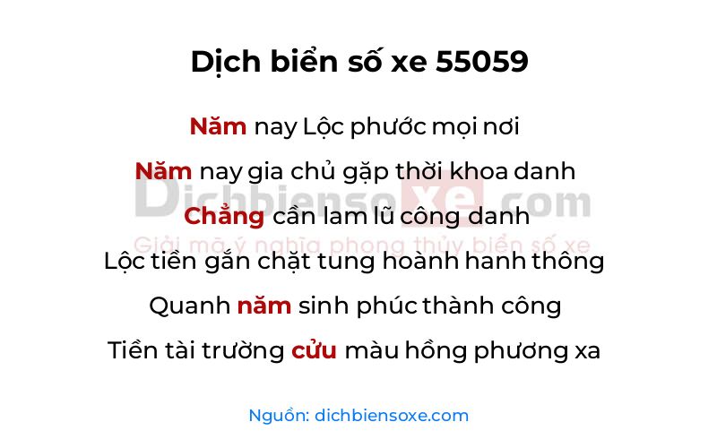 Dịch thơ biển số 55059