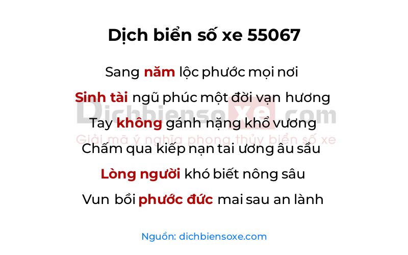 Dịch thơ biển số 55067