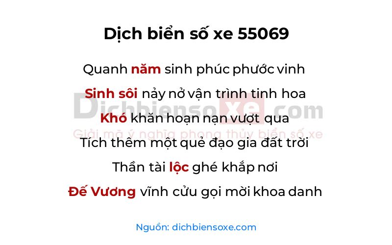 Dịch thơ biển số 55069