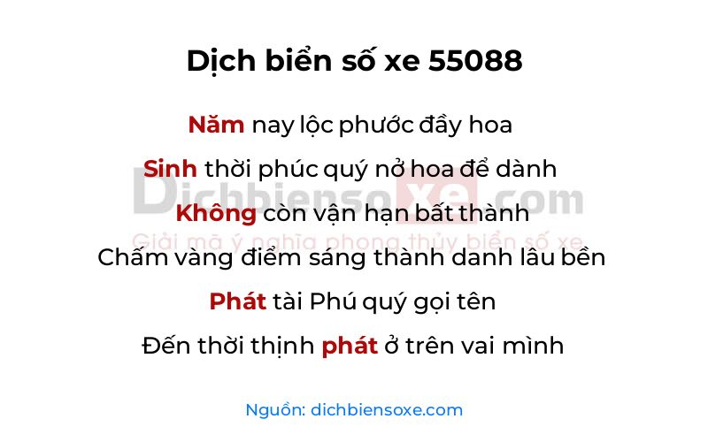 Dịch thơ biển số 55088