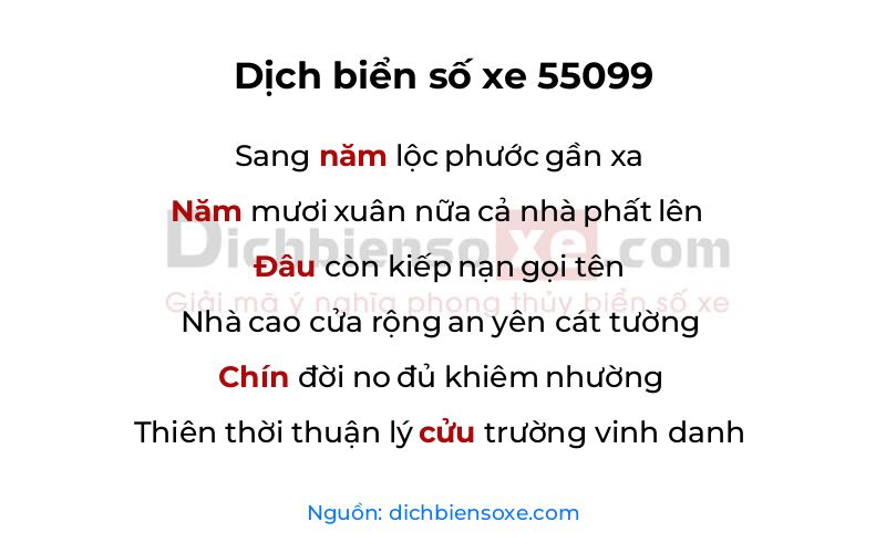 Dịch thơ biển số 55099