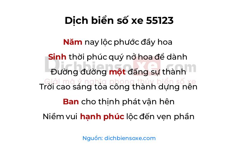 Dịch thơ biển số 55123