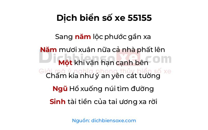 Dịch thơ biển số 55155