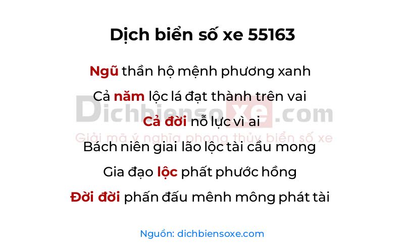 Dịch thơ biển số 55163
