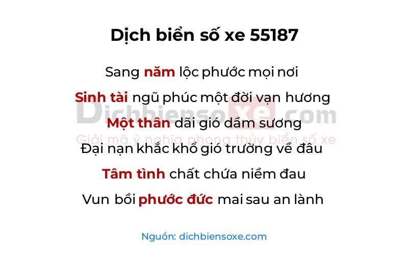 Dịch thơ biển số 55187