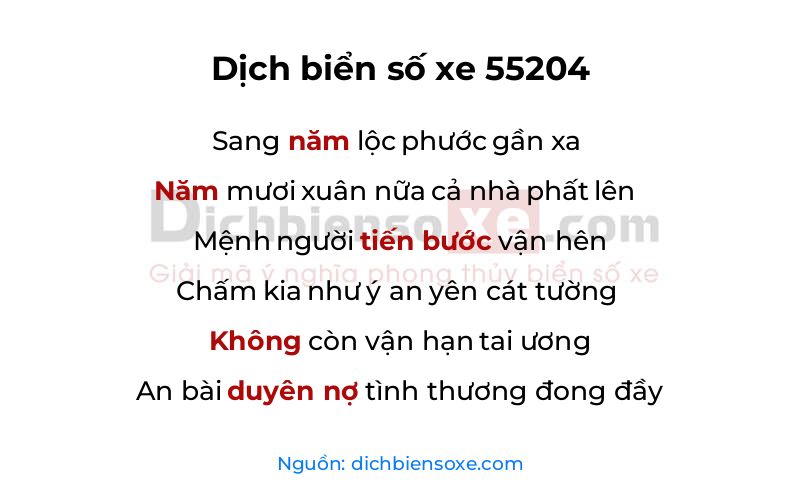 Dịch thơ biển số 55204