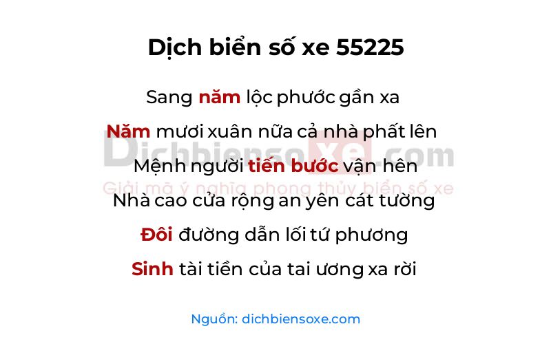 Dịch thơ biển số 55225