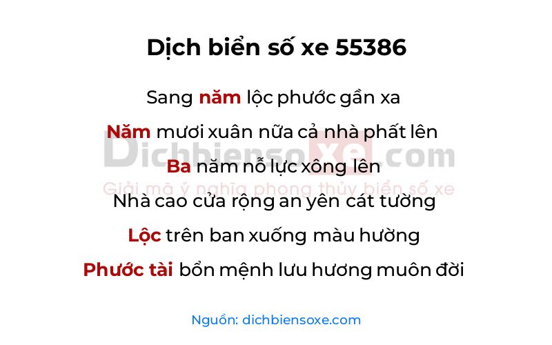 Dịch thơ biển số 55386