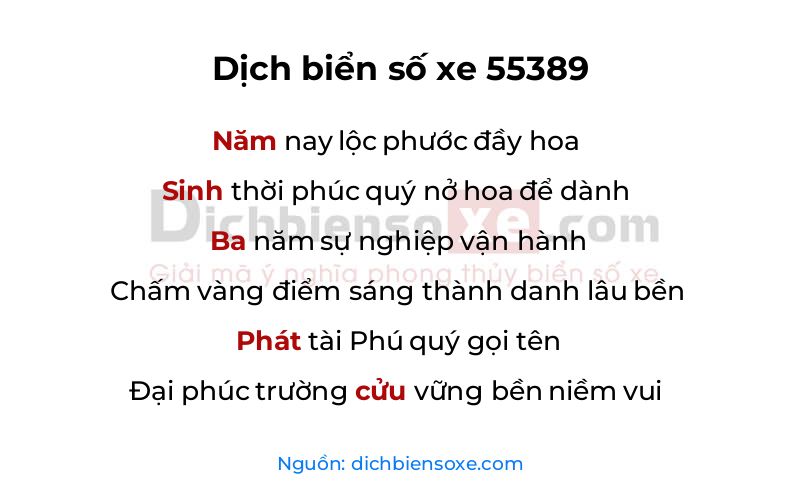 Dịch thơ biển số 55389