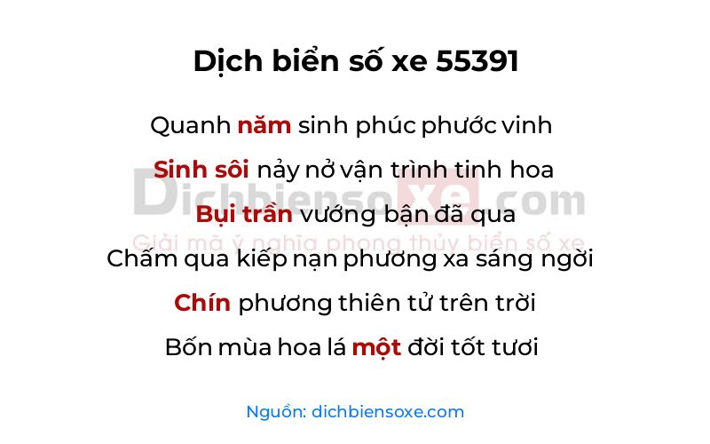 Dịch thơ biển số 55391
