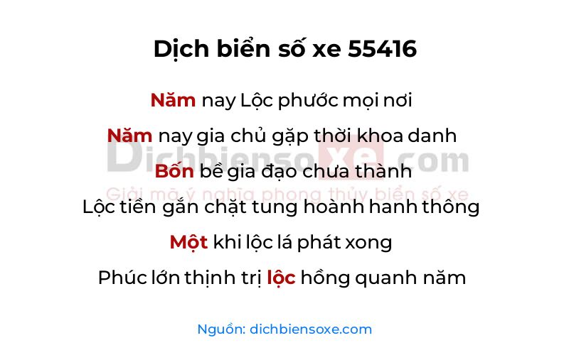 Dịch thơ biển số 55416