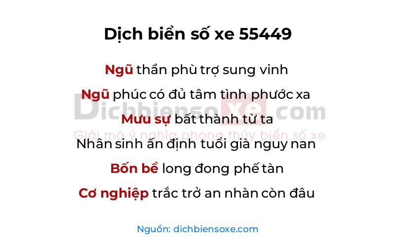 Dịch thơ biển số 55449