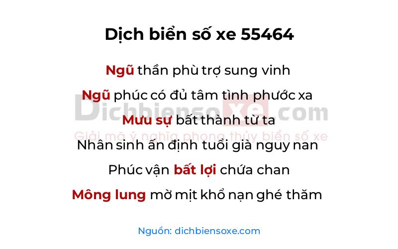 Dịch thơ biển số 55464