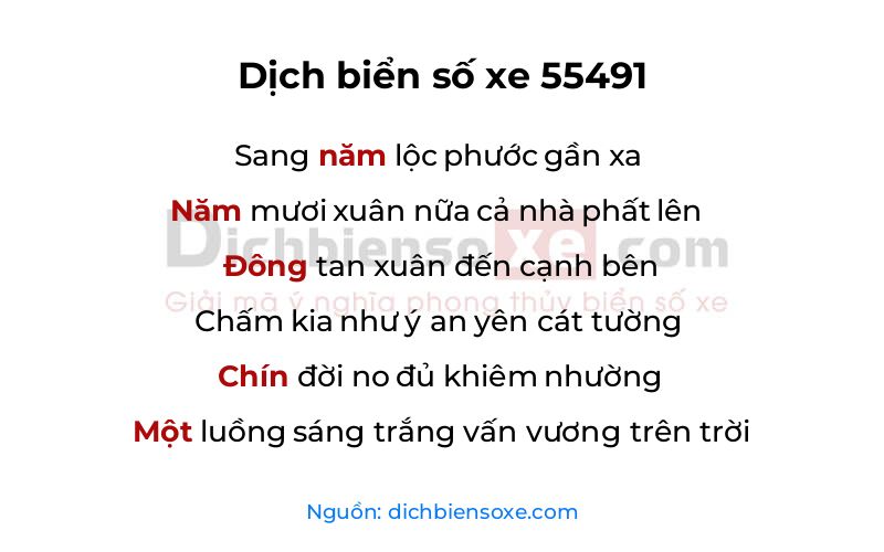 Dịch thơ biển số 55491