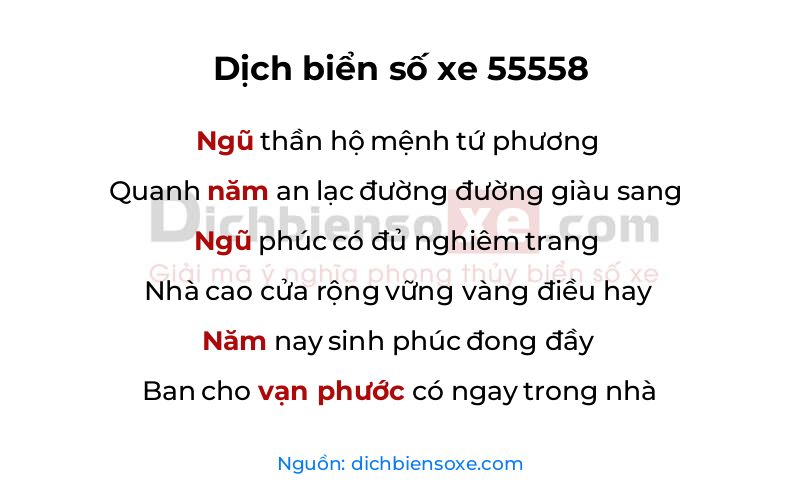 Dịch thơ biển số 55558