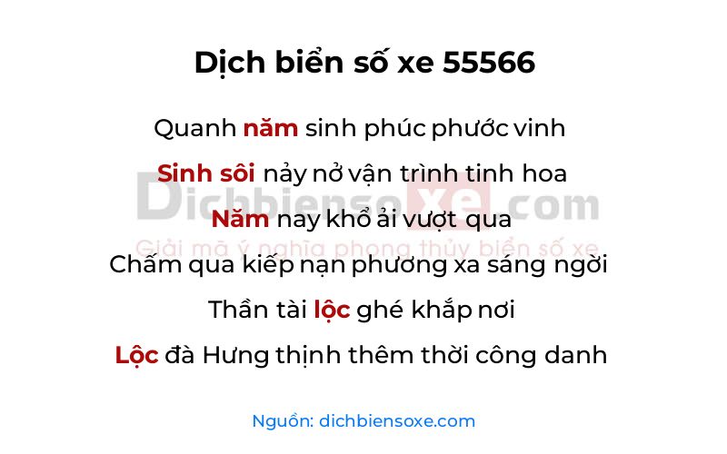 Dịch thơ biển số 55566