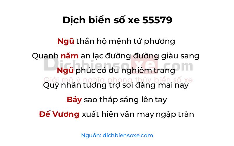 Dịch thơ biển số 55579