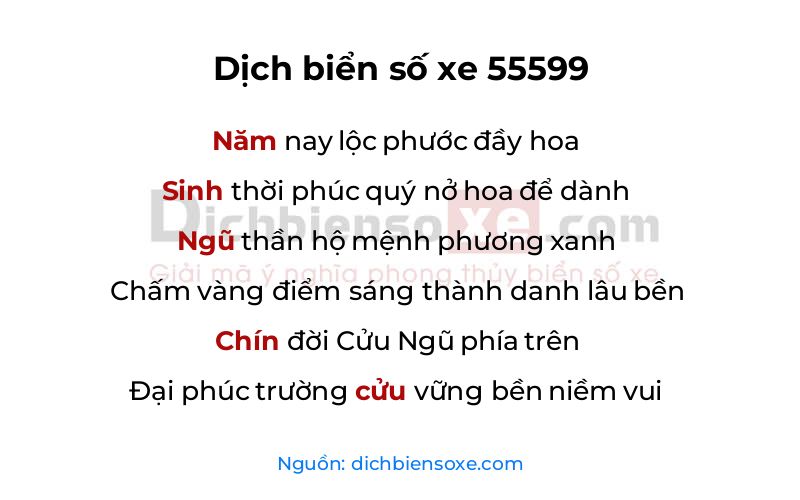 Dịch thơ biển số 55599