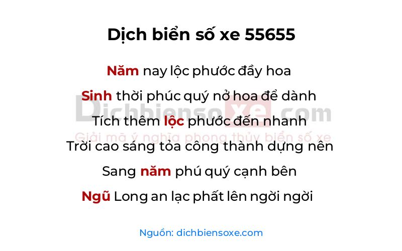 Dịch thơ biển số 55655