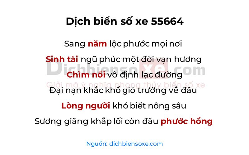 Dịch thơ biển số 55664