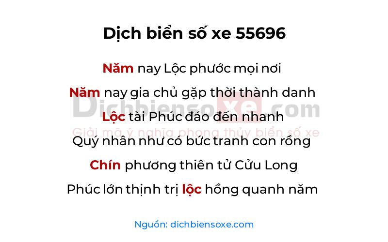 Dịch thơ biển số 55696
