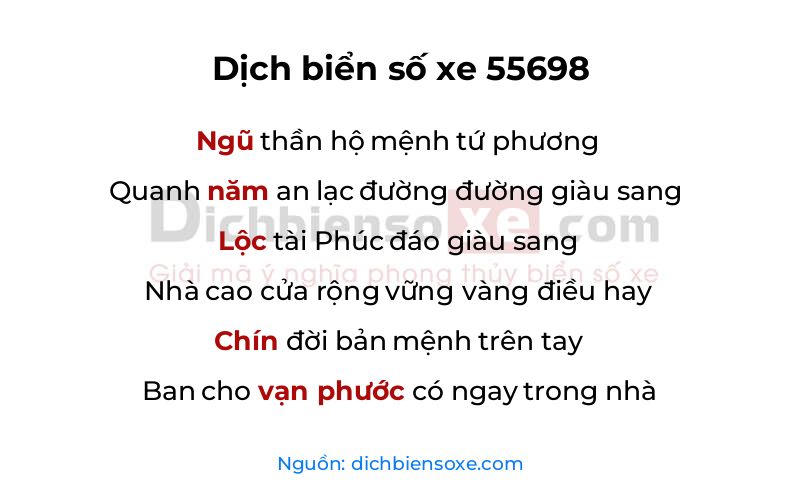 Dịch thơ biển số 55698
